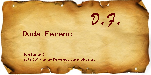 Duda Ferenc névjegykártya